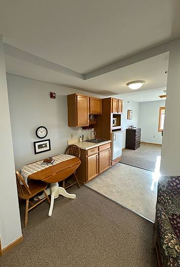 Assisted living apartment kitchenette at Good Samaritan Society - Bloomfield.