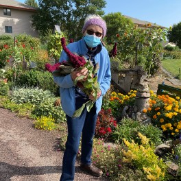 Joyce Tlustos in her garden.