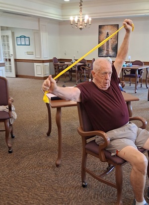 Milan Phelps doing rehabilitation exercises.