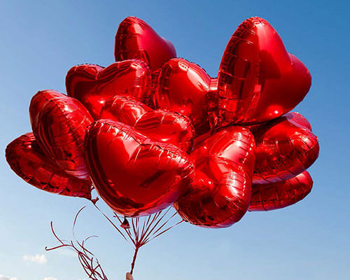 Heart shaped balloons.