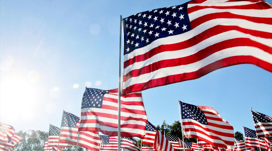 Flags blowing.