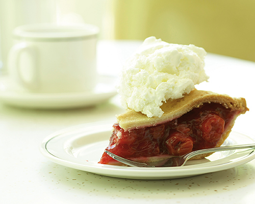 Slice of raspberry pie.