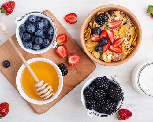 Delicious breakfast assortment.