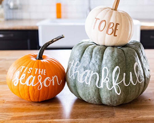 3 decorative pumpkins.