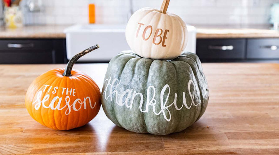 3 decorative pumpkins.