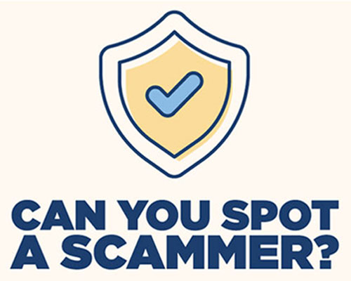 "Can you spot a scammer" text.