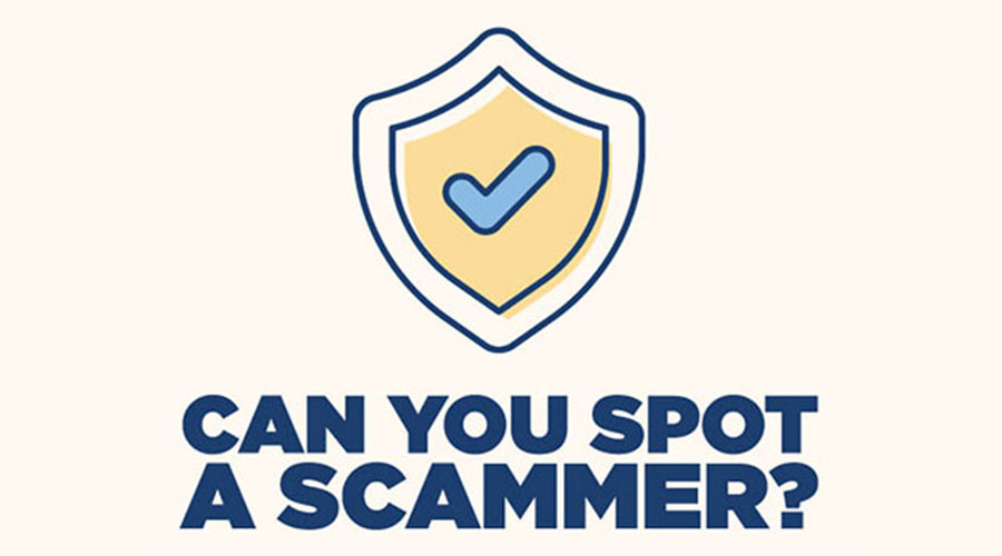 "Can you spot a scammer" text.