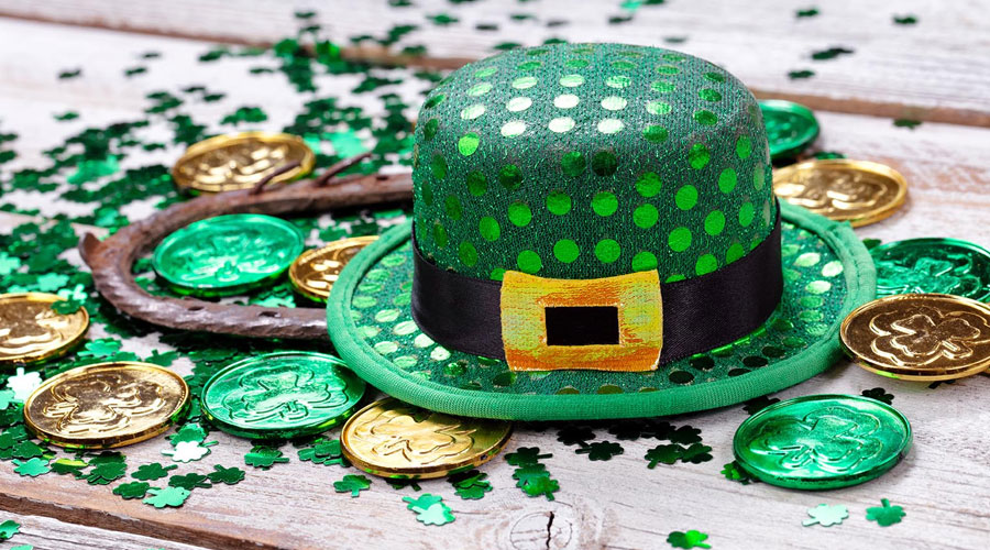 St. Patrick's Day hat and decorations.