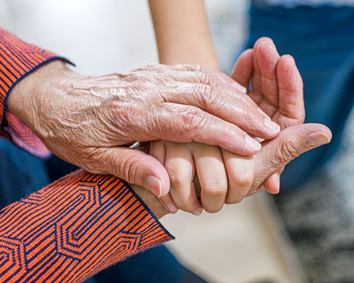 3 hands holding each other.