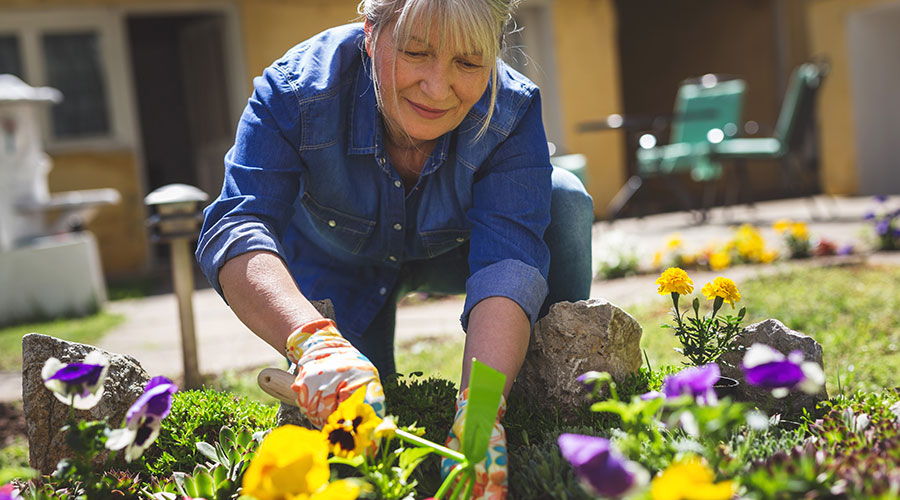 Woman gardening.