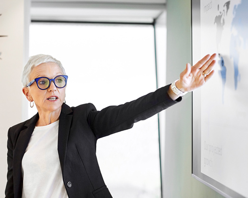 Woman presenting.