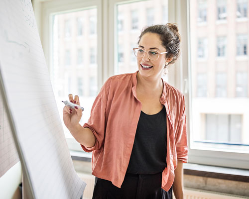 Woman presenting.