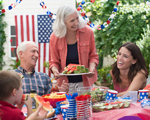 Red, white and blue themed picnic.