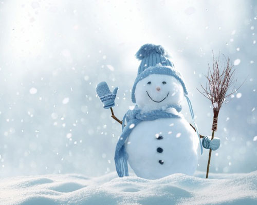 Snowman waving.