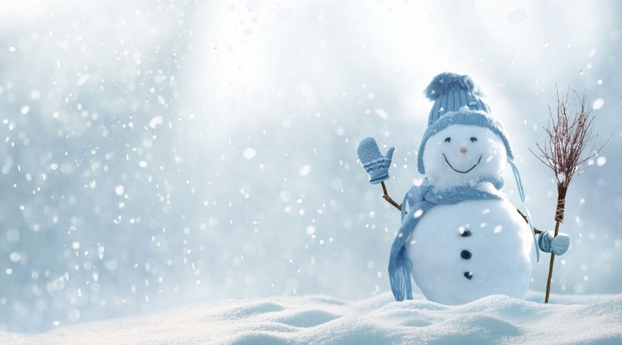 Snowman waving.