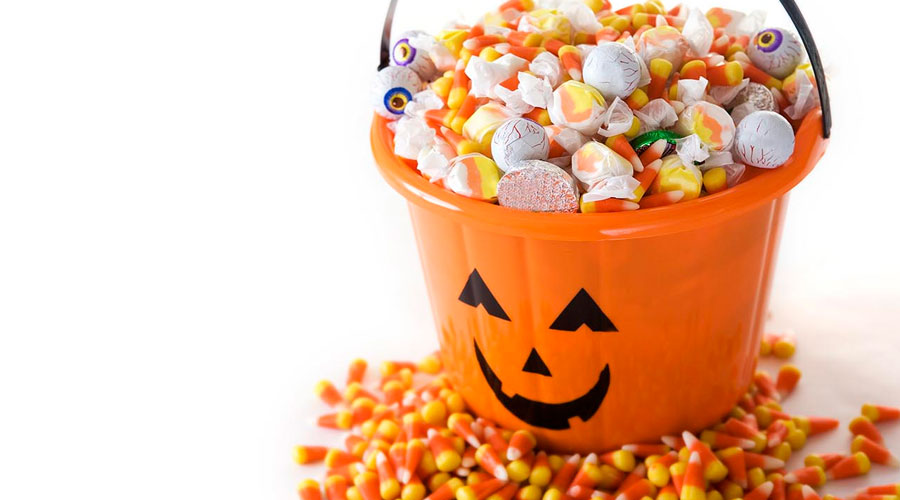 Halloween basket full of treats.