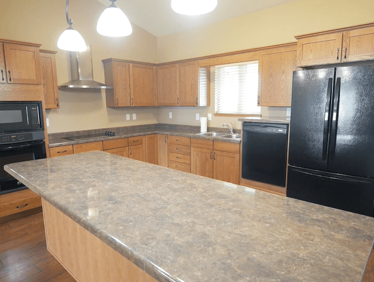 The independent living twin home kitchens are perfect for entertaining at Good Samaritan Society - Augusta Place in Bismarck, North Dakota.