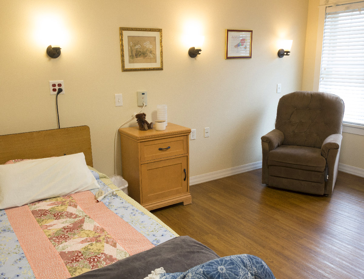 Well-lit and spacious private nursing home room for residents at Good Samaritan Society - Augusta Place in Bismarck, North Dakota.