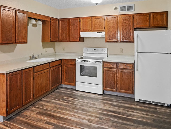 Assisted living apartment kitchen at Good Samaritan Society - Bethany in Brainerd, MN.