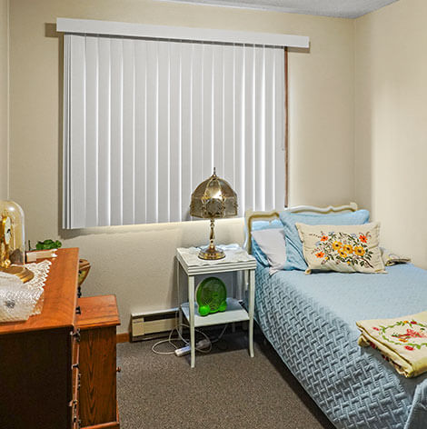 Assisted living apartment bedroom at Good Samaritan Society - Bethany in Brainerd, MN.