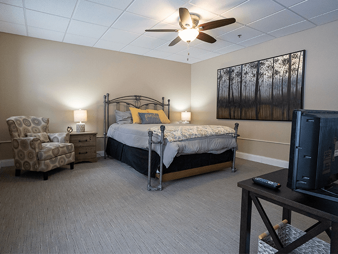 Spacious master bedroom available in Schuetzen Park independent living apartments at Good Samaritan Society - Davenport in Davenport, Iowa.