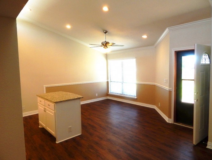 Spacious dining room for independent living residents ready to be decorated at Good Samaritan Society - Lake Forest Village in Denton, Texas.