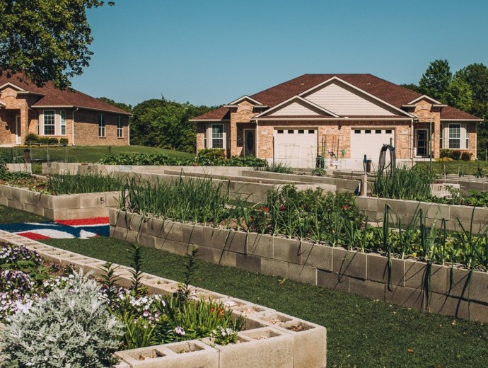 Garden plots available for independent residents living in the twin homes at Good Samaritan Society - Lake Forest Village in Denton, Texas.