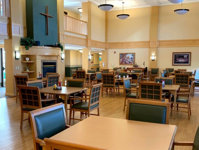 Spacious dining room to gather with fellow assisted living residents for a meal at Good Samaritan Society - Heritage Grove in East Grand Forks, Minnesota.