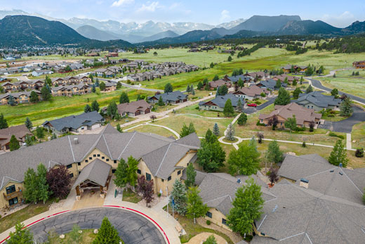 Aerial view of houses.