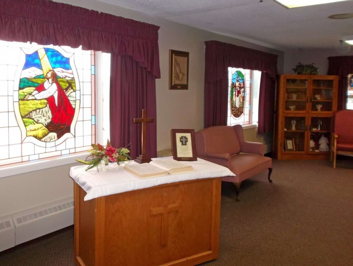 The chapel offers weekly worship services at Good Samaritan Society - George in George, Iowa.
