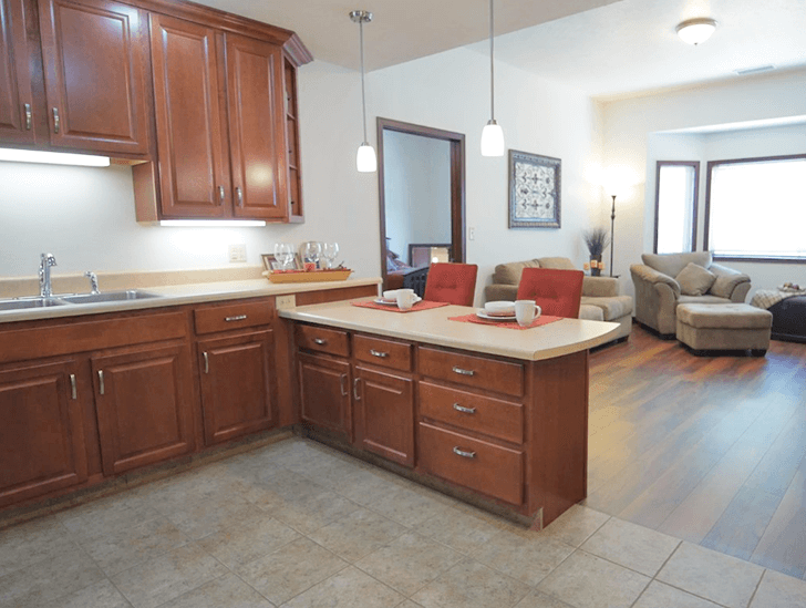 Good Samaritan Society - Grand Island Pelican Falls independent living apartment kitchen