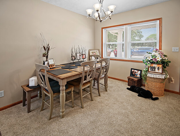 Independent living apartment includes dining room at Good Samaritan Society - Hastings Village in Hastings, Nebraska.