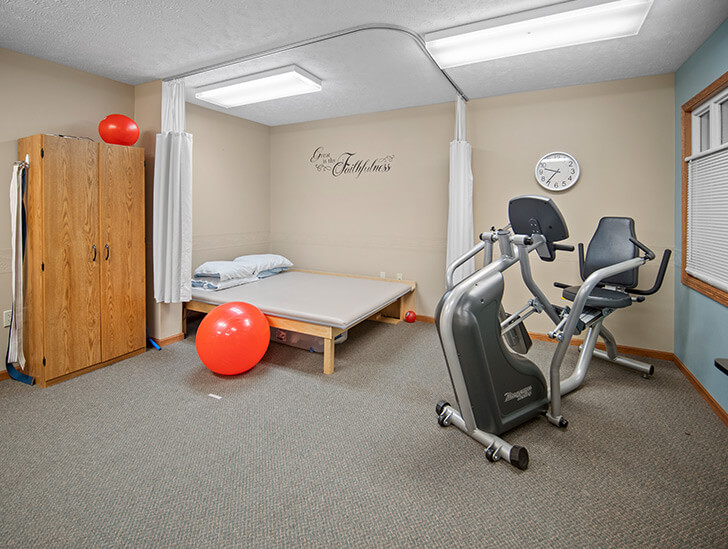 The rehabilitation therapy room offers the latest tools and equipment to get you back to your life at Good Samaritan Society - Hastings Village in Hastings, Nebraska.