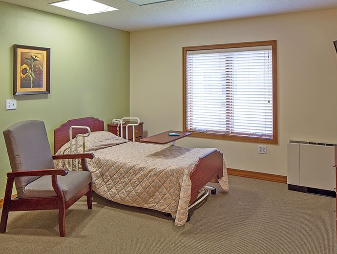 Spacious room for nursing home and rehabilitation residents at Good Samaritan Society - Indianola in Indianola, IA.