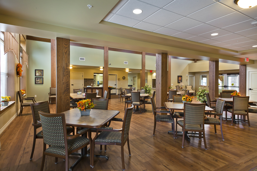 Welcoming community dining room for assisted living residents at Good Samaritan Society - International Falls, in International Falls, MN.