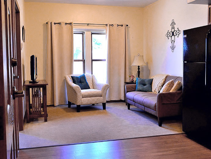 Assisted living apartment living room at Good Samaritan Society - Northwood Retirement Community in Jasper, Indiana.