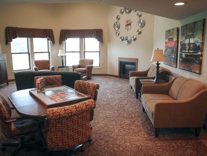 Community lounge for assisted living residents and friends to connect at Good Samaritan Society - Northwood Retirement Community in Jasper, Indiana.