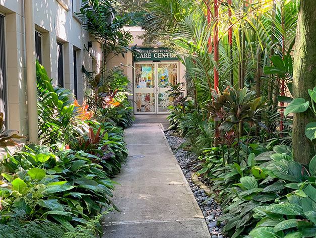 Main entrance to Harry and Jeanette Weinberg Care Center at Good Samaritan Society - Pohai Nani in Kaneohe, Hawaii.