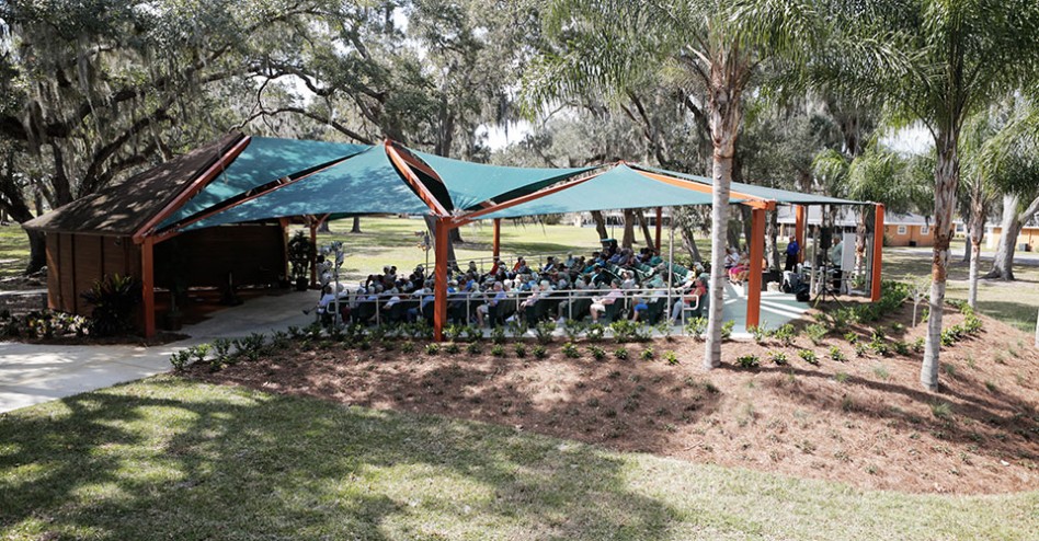 Outdoor amphitheater available to host concerts of varying size available at Good Samaritan Society - Kissimmee Village in Kissimmee Florida.