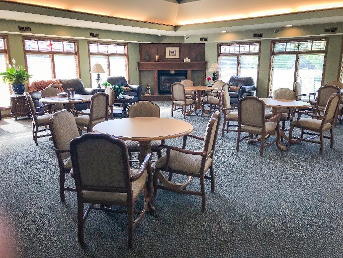 Community dining room for assisted living residents to enjoy a meal at Good Samaritan Society - Larimore in Larimore, North Dakota.