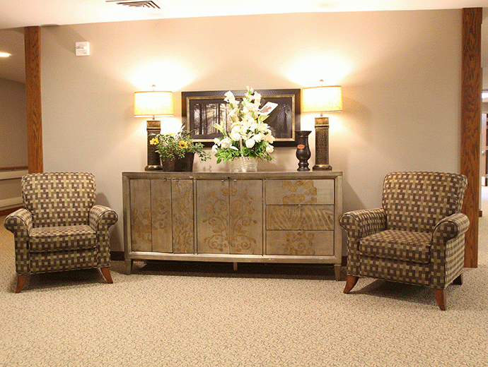 The lounge is a cozy spot to sit and relax at Good Samaritan Society - Le Mars in Le Mars, Iowa.