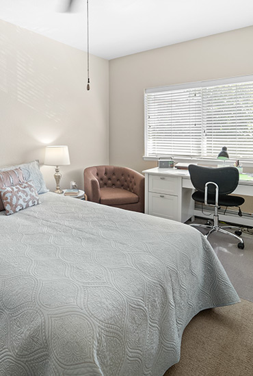 Independent Living apartment bedroom at Good Samaritan Society - Loveland Village in Colorado.