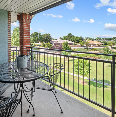 Independent Living apartment patio at Good Samaritan Society - Loveland Village in Colorado.