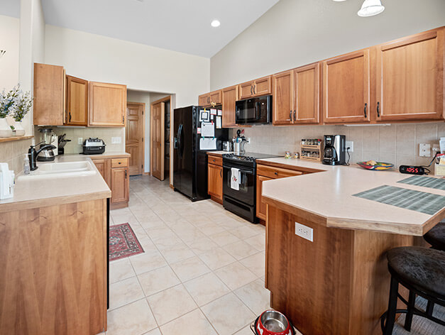 Independent Living twin home kitchen at Good Samaritan Society - Loveland Village in Colorado.