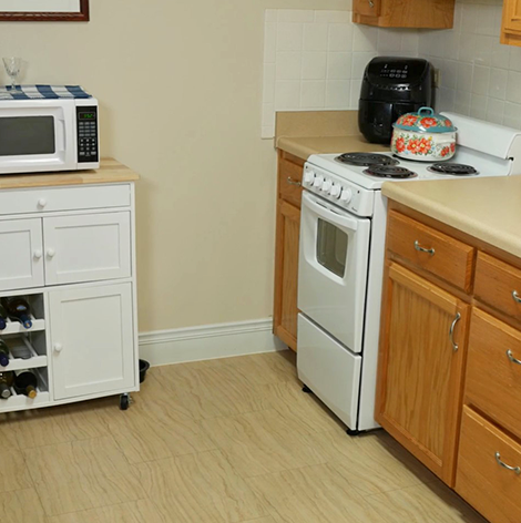 Independent living apartment full size kitchen at Good Samaritan Society - Mountain Home in Mountain Home, Arkansas.
