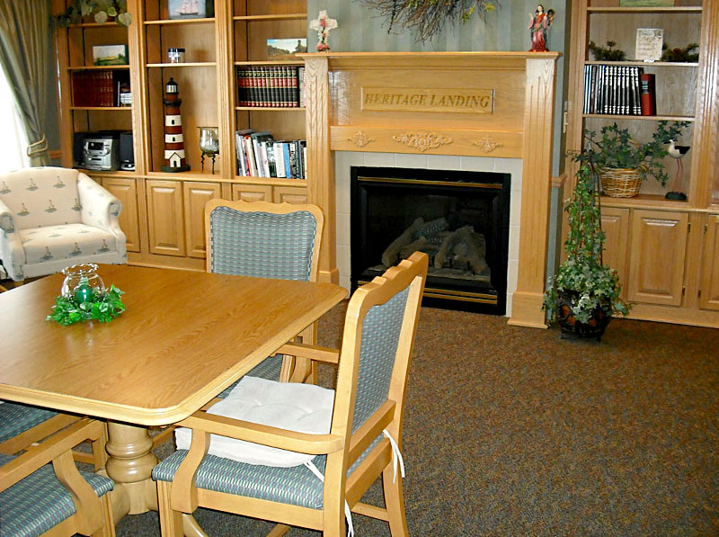 Gather in the parlor to enjoy sitting near the fireplace or connecting with friends at Good Samaritan Society - Heritage Landing in Milford, Iowa.