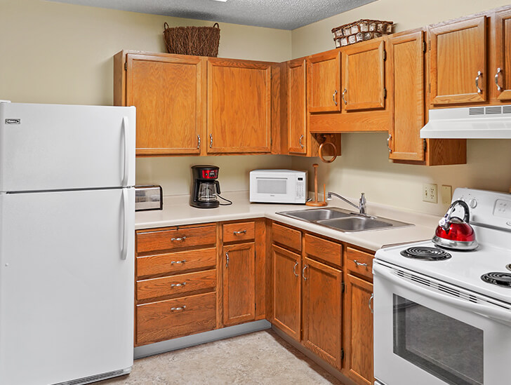 Independent living apartment kitchen at Good Samaritan Society - Pine River