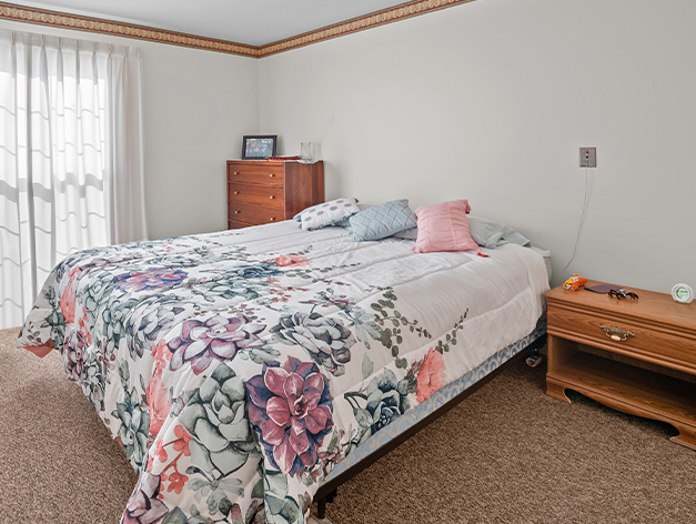 Assisted living apartments provide spacious bedrooms for residents at Good Samaritan Society - Prairie View Gardens in Kearney, Nebraska.