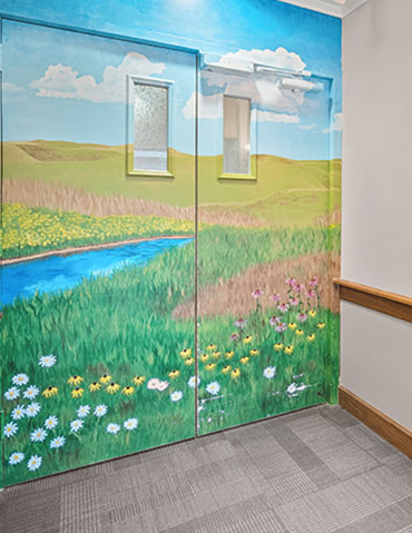 Secured memory care entrance to keep residents safe at Good Samaritan Society - Prairie View Gardens in Kearney, Nebraska.