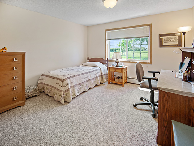 Independent living apartments feature spacious bedrooms with natural light at Good Samaritan Society - St. James in St. James, Minnesota.